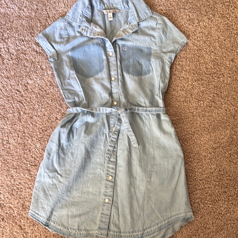 Calvin Klein Jeans Blue Notched Collar Mini Dress